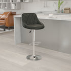 Flash Furniture Contemporary Black Vinyl Bucket Seat Adjustable Height Barstool with Diamond Pattern Back & Chrome Base-Seat Size: 14.5''W