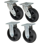 Kleton Caster Set, Swivel/Rigid, 6" (152.4 Mm), Nylon, 2400 Lbs. (1089 Kg.)-Bolt Hole Size 7/16" (11 mm)