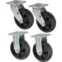 Kleton Caster Set, Swivel/Rigid, 6" (152.4 Mm), Nylon, 2400 Lbs. (1089 Kg.)-Bolt Hole Size 7/16" (11 mm)