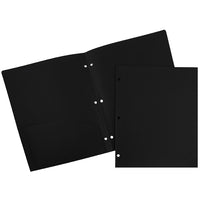 JAM PaperMD – Chemise de présentation d’école en plastique à 3 trous à 2 pochettes, noir, paquet de 12-Taille : 9 x 12 po