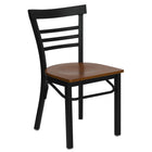 Flash Furniture HERCULES Series Black Three-Slat Ladder Back Metal Restaurant Chair - Cherry Wood Seat-500 lb. Weight Capacity