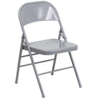 Flash Furniture – Chaise pliante en métal HERCULES à 3 barreaux et à 2 pivots, gris (HF3MC309ASGY)-Cadre à triple entretoise