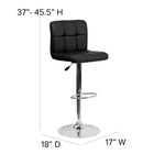 Flash Furniture Contemporary Black Quilted Vinyl Adjustable Height Barstool with Chrome Base-Height Adjustable Seat with Gas Lift