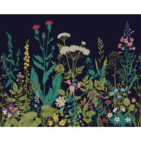 ohpopsi Botanical Fleur Wall Mural, Blue-Printed on nonwoven material
