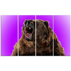 Designart Fierce Grizzly, Purple Canvas Art Print, 5 Panels, (PT2348-271)-Print