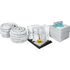 Zenith Safety 97-Gallon Spill Kits, Oil Only, Without Container-Contents: 100 Sorbent Pads (15" x 17"), 10 Sorbent Socks (3" x 120"), 8 Sorbent Pillows (8" x 18"), 1 Drain Cover (36 " x 36"), 1 Caution Tape (3" x 500'), 2 Pairs Nitrile Gloves, 2XL (11), 2 Pairs Safety Goggles (One Size), 2 Microporous Coveralls (X-Large), 10 Disposal Bags (26" x 36")