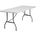 Flash Furniture 30"W x 72"L Granite Plastic Folding Table, White-Ready To Use Commercial Table
