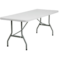 Flash Furniture 30"W x 72"L Granite Plastic Folding Table, White-Ready To Use Commercial Table