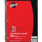 Hilroy 3-Subject Notebook, Ruled, 3-Hole Punched, Assorted Colours, 10-1/2" x 8", 300 Pages-Dimensions: 10-1/2" x 8"