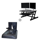 Rocelco Easy-Lift Adjustable Height Sit Stand Desk Riser with Active Standing Mat, Black (EADRASMB)-32 inches wide holds up to two 24 inch monitors or one 32 inch monitor