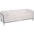 Flash Furniture – Divan contemporain en cuir série HERCULES Imagination, blanc avec garnitures en inox (ZBIMAGSOFAWH)-Cuir reconstitué blanc