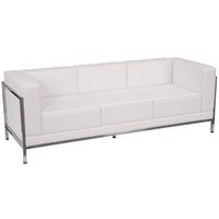 Flash Furniture – Divan contemporain en cuir série HERCULES Imagination, blanc avec garnitures en inox (ZBIMAGSOFAWH)-Cuir reconstitué blanc