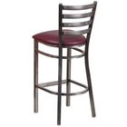 Flash Furniture HERCULES Series Clear Coated Ladder Back Metal Restaurant Barstool - Burgundy Vinyl Seat - 2 Pack-2.5" Thick 1.4 Density Foam Padded Seat