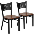 Flash Furniture HERCULES Series Black Coffee Back Metal Restaurant Chair - Cherry Wood Seat - 2 Pack-Coffee Back Design