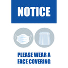 Sterling Re-Stick Cling Vinyl Adhesive Front Face - Notice Please Wear A Face Covering - PPE - English Sign (CD1218F-3218)-Re-Stick Cling Vinyl for Glass