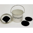 Cathay Importers Compost Bin, 3 Litre, White, 7"Dia x 7"H-Includes 3 filters
