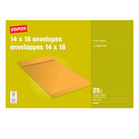 Staples Gummed Kraft Catalogue Envelopes - 14" x 18" - 25 Pack-Extra large design fits legal-sized documents, multi-page paperwork, presentation materials, contracts, booklets, catalogues and more