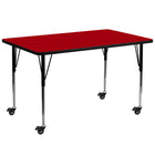 Flash Furniture Mobile 30"W x 72"L Rectangular Thermal Laminate Activity Table - Red-Popular Rectangular Activity Table