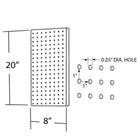 Azar Displays 20" x 8" Pegboard 1-Sided Wall Panel, Solid White, 2 Pack-1-sided