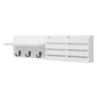 Sydney – Étagère murale et porte-courrier, 24 larg. X 4,25 prof. X 6 haut. (po), 3 crochets en métal, blanc (FN00377-5INT)-Matériau: l'étagère murale flottante est faite de panneaux de fibres de bois à densité moyenne (MDF) de haute qualité et durables qui assurent la stabilité. Comptez sur l'étagère pour garder vos articles sains et saufs, avec une finition visuellement agréable