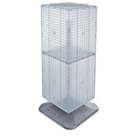 Azar Displays 40" x 14" x 14" Weighted 4-Sided Interlocking Pegboard Floor Display, Clear (701435-CLR)-Revolves on a square weighted base