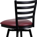 Flash Furniture HERCULES Series Black Ladder Back Swivel Metal Barstool - Burgundy-2.5'' Thick Foam Padded Seat