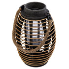 Truu Design Oval Rattan and Wooden Lantern, 17.25 x 7, inches, Brown-Table top display