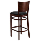 Flash Furniture Lacey Series Solid Back Walnut Wood Restaurant Barstool - Black Vinyl Seat-Black Vinyl Upholstered Seat