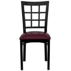 Flash Furniture – Chaise de restaurant en acier à dossier ajouré, noir, siège en vinyle bourgogne (XUDG6Q3BWINBURV)-Chaise en métal