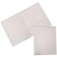 JAM Paper Glossy 2 Pocket 3 Hole Punched Folders, White, 100 Pack (385GHPWHB)-Dimension: 11-1/2"h x 9-1/4"w x 1/5"d