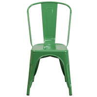 Flash Furniture Green Metal Indoor-Outdoor Stackable Chair-Stackable Bistro Style Chair