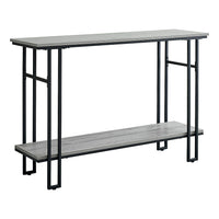 Monarch Specialties 3576 48"L Accent Table - Grey/Black Metal Hall Console-Contemporary reclaimed wood look surfaces in a Grey wash colour