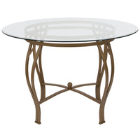 Flash Furniture Syracuse 45" Round Glass Dining Table with Matte Gold Metal Frame-Contemporary Style
