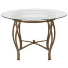 Flash Furniture - Table à manger Syracuse en verre ronde de 45 po avec cadre en métal doré mat-Style contemporain