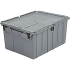Orbis FlipakTM Polyethylene Plastic (PE) Distribution Containers, 19.7" x 11.8", Grey, 3 Pack-Reusable, returnable, attached-lid containers are ideal for use in wholesale product distribution and as picking containers