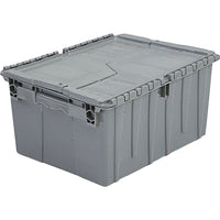Orbis FlipakTM Polyethylene Plastic (PE) Distribution Containers, 19.7" x 11.8", Grey, 3 Pack-Reusable, returnable, attached-lid containers are ideal for use in wholesale product distribution and as picking containers