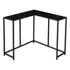 Monarch Specialties 2158 Accent Table - 36"L/Black Marble/Black Corner Console-Tabletop panels in a black marble-look finish offer ample display space