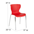Flash Furniture Lowell Contemporary Design Plastic Stack Chair - Red-Chrome Frame Finish