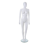 Can-Bramar  Adult Female Abstract Unbreakable Mannequin - Glass Base - Blown White (PL-F2)-Straight Arms for Easy Dressing