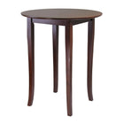 Winsome Fiona High Round Pub Table, Antique Walnut-Refined details and casual elegance best describe this pub-style table with slightly flared legs. With a deep, rich walnut finish, the round table is an ideal size for a cozy dinner, working on your laptop or a game of cards. The table will accommodate up to four chairs which are also available in this series.