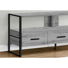 Monarch Specialties 2617 Tv Stand - 48"L/Grey/Black Metal-Three easy metal glide drawers for additional storage with bold and sleek black satin metal framing provides strong stability