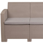 Flash Furniture Light Grey Faux Rattan Sofa with All-Weather Light Grey Cushions-CA117 Fire Retardant Foam