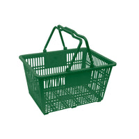 FuTECH Plastic Handle Shopping Baskets - 18.5"L x 13"W x 10"H - Green - 4 Pack-Retail Shopping