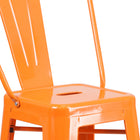Flash Furniture 30" High Orange Metal Indoor-Outdoor Barstool with Back-Drain Hole in Seat