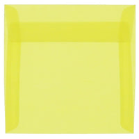 JAM Paper 5.5 x 5.5 Square Envelopes, Yellow Translucent Vellum, 50 Pack (PACV506I)-Primary yellow translucent envelope