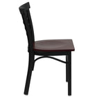 Flash Furniture – Chaise de restaurant en acier à traverses horizontales, noir, siège fini acajou, 2/b (XUDG6Q6B1LADMAW)-Conception à dossier échelle