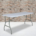 Flash Furniture 30''W x 60''L Bi-Fold Granite White Plastic Folding Table-5-year limited manufacturer's (non moving metal parts) 2 years for parts warranty (details with product)