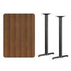 Flash Furniture 30" x 42" Rectangular Walnut Laminate Table Top with 5" x 22" Bar Height Table Bases-Walnut Laminate Top