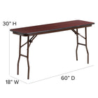 Flash Furniture – Table pliante rectangulaire avec surface en stratifié acajou de 18 x 60 po (YT1860MELWAL)-Pattes revêtues de poudre brune