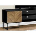 Monarch Specialties 2752 Tv Stand - 72"L/Black /Metal With 2 Wood-Look Doors-The two closed storage cabinets with push latch mechanisms to open and close are perfect for concealing your media and gaming items in your living room, bedroom, or office space